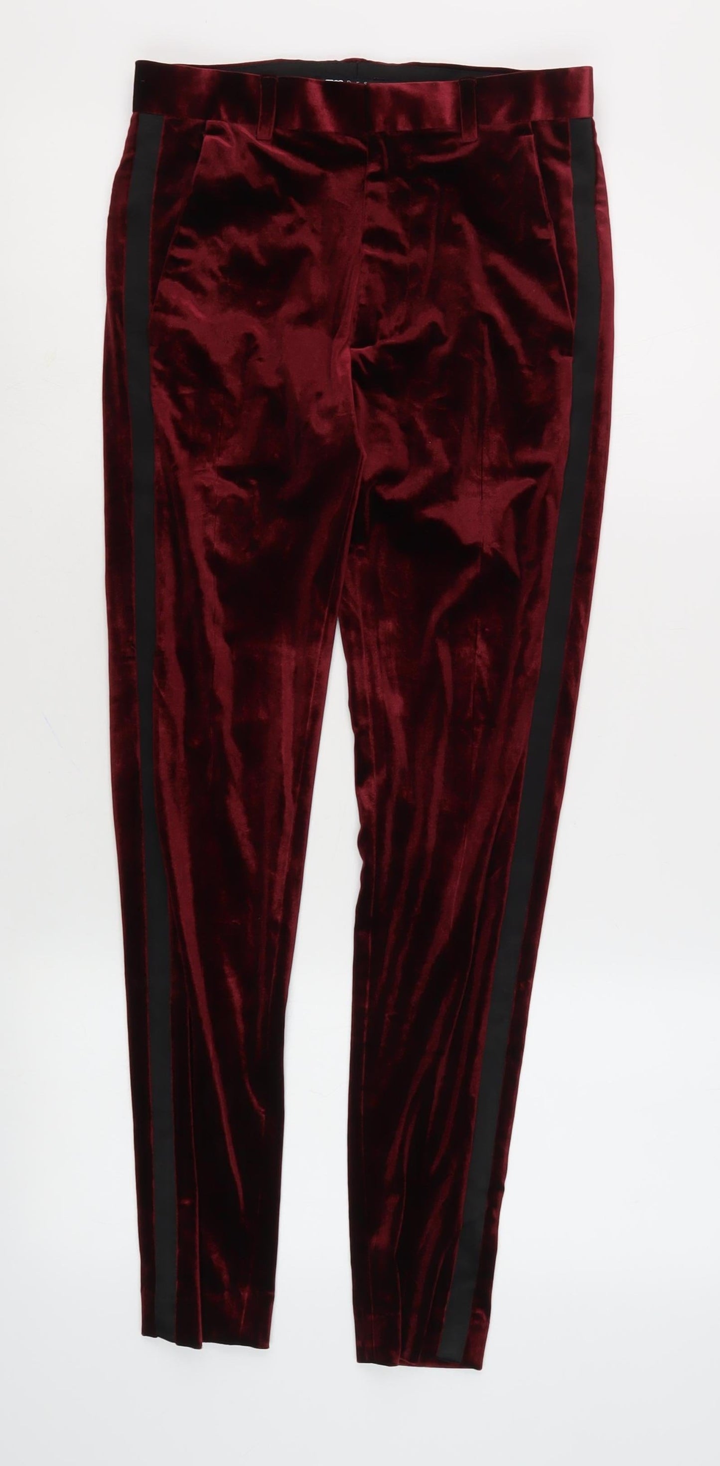 ASOS DESIGN Women's Red Velvet Trousers, Size 8, Party Ready