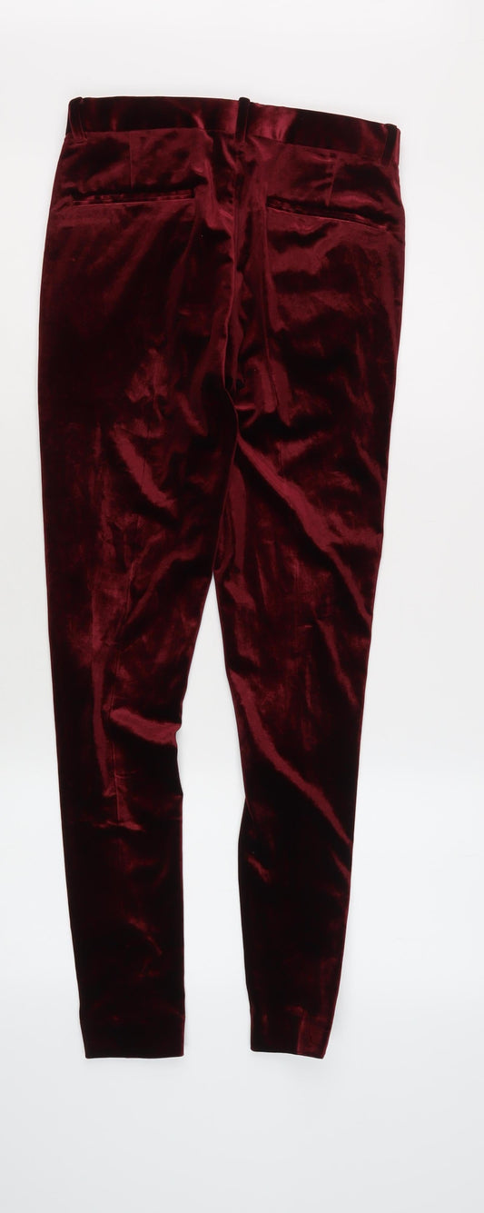 ASOS DESIGN Women's Red Velvet Trousers, Size 8, Party Ready