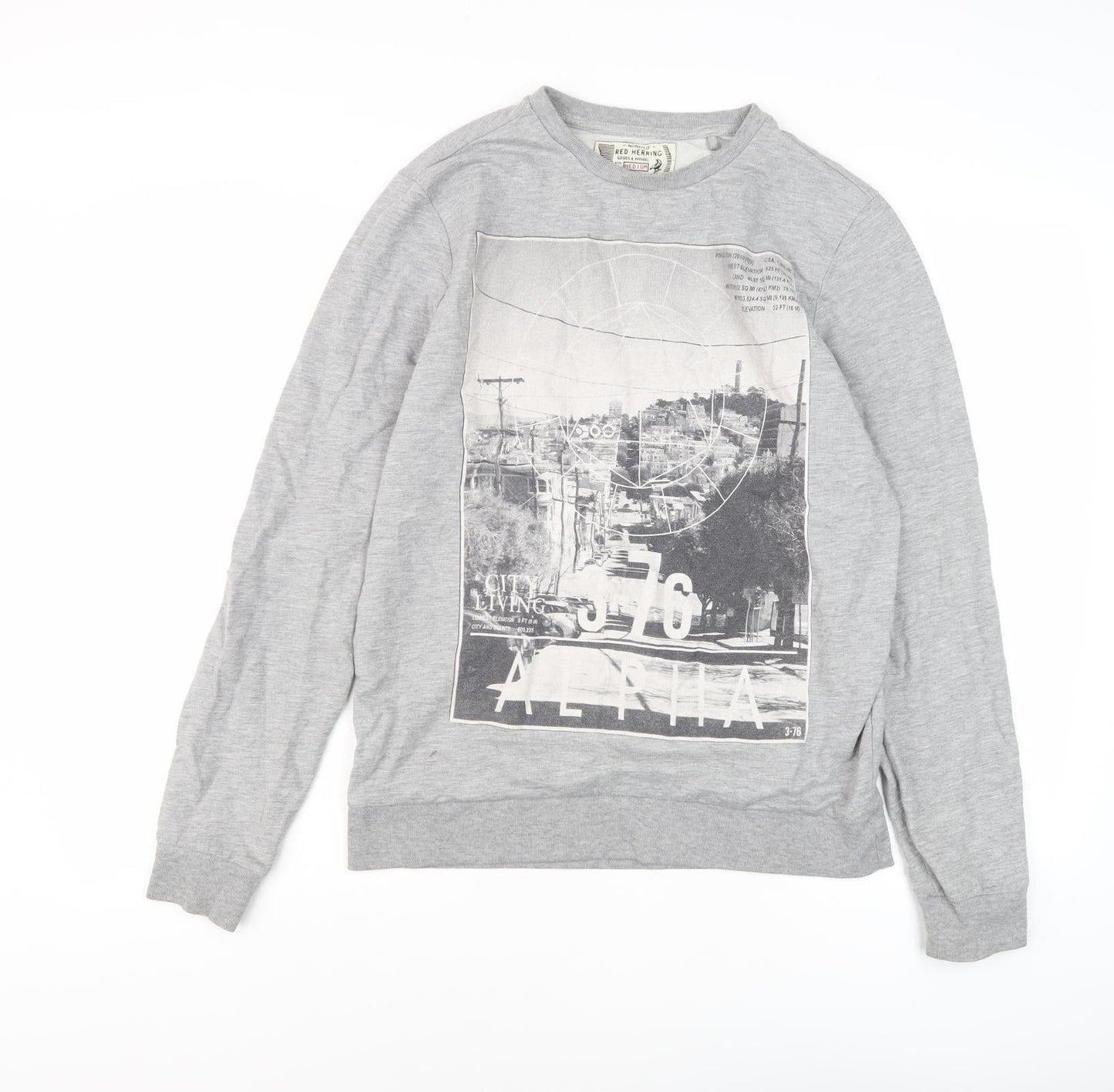 Mens UK Size M Red Herring Grey Pullover Sweatshirt
