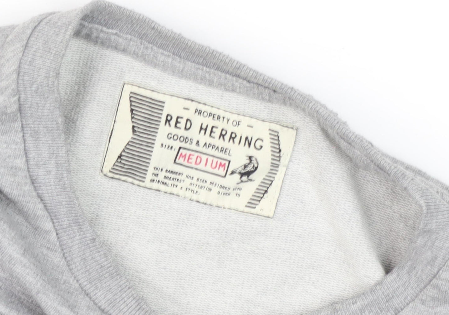 Mens UK Size M Red Herring Grey Pullover Sweatshirt