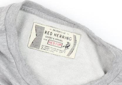 Mens UK Size M Red Herring Grey Pullover Sweatshirt
