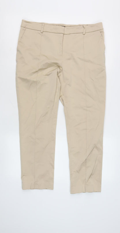 Womens UK Size 12 Planet Regular Fit Chino Beige Trousers