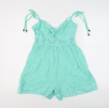 River Island Women's Green Playsuit with Bow Accent