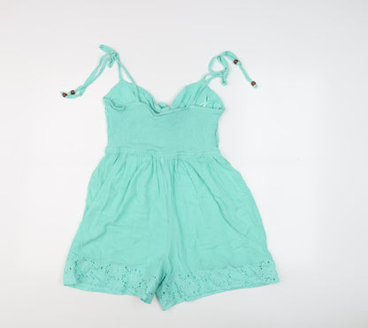 River Island Women's Green Playsuit with Bow Accent