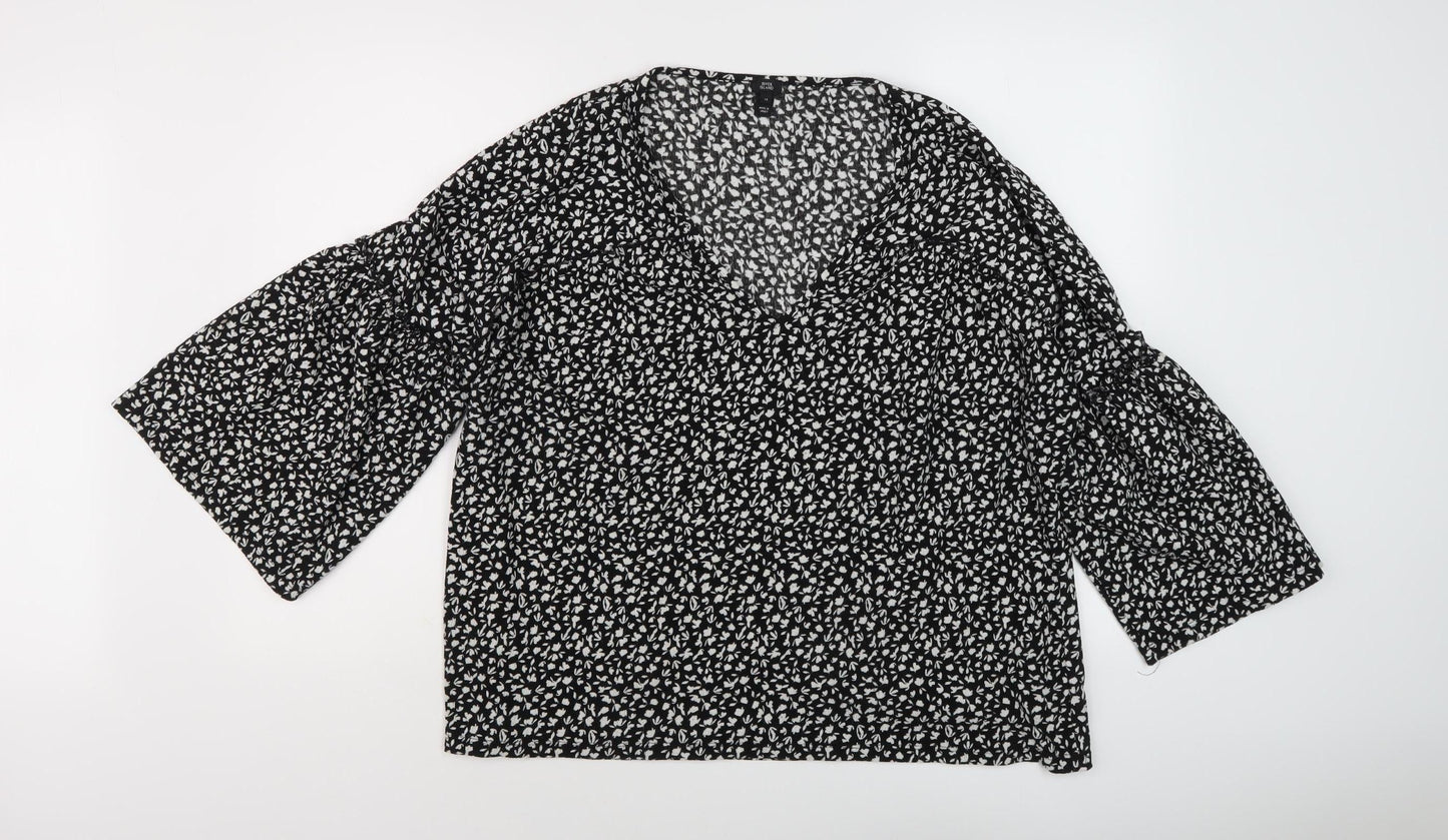 Womens UK Size 14 River Island Black Tunic Blouse