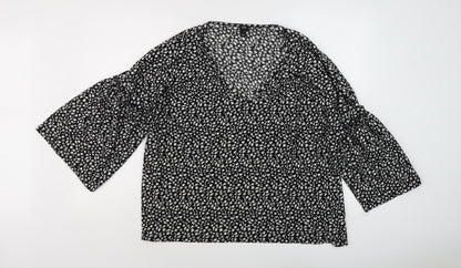 Womens UK Size 14 River Island Black Tunic Blouse
