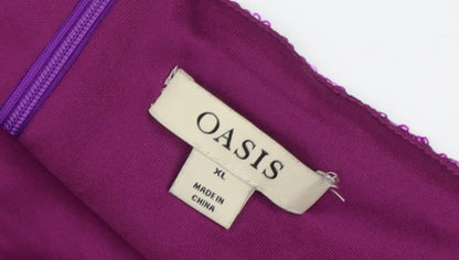 Oasis Women's Purple Sequin Pencil Party Skirt XL