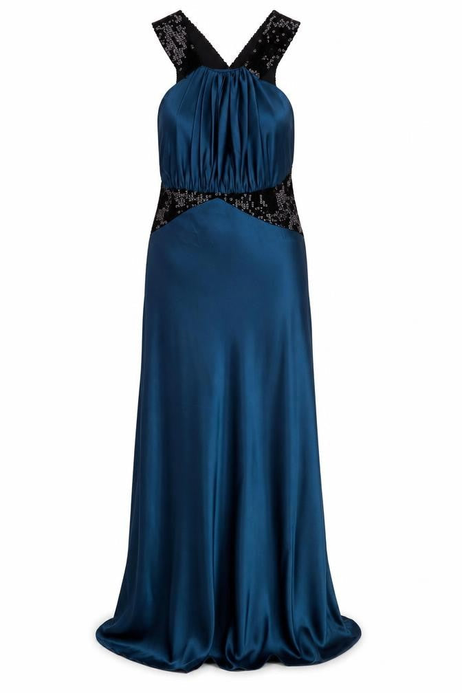 Linea Women's Blue Sequin Cocktail Dress, Size 16