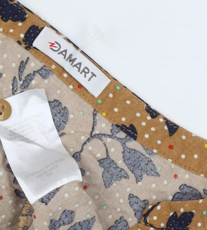 Damart Women's Brown Floral Long Sleeve Button-Up Shirt
