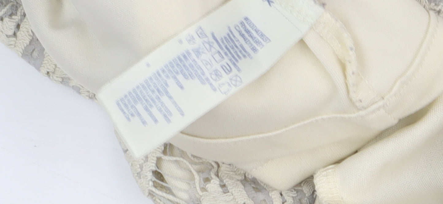 I Love H81 Women's Ivory Halter Lace Dress L