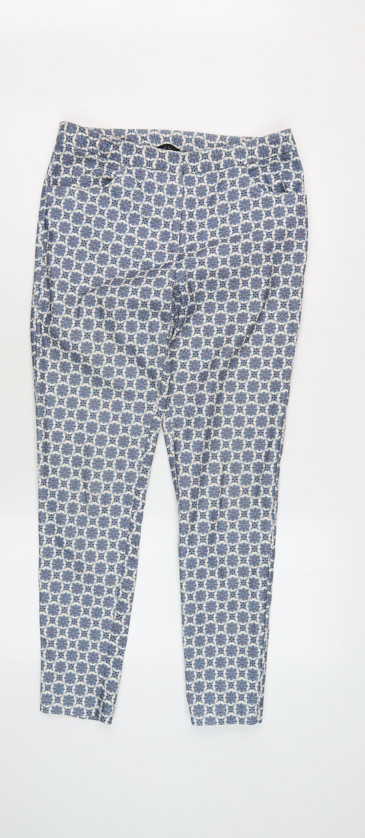 New Look Women's Blue Floral Cropped Trousers Size 8