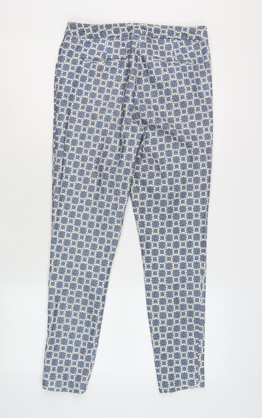 New Look Women's Blue Floral Cropped Trousers Size 8