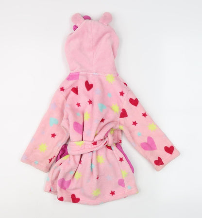 Peppa Pig Girls Pink Fleece Robe, 1/2 Years, Hooded Graphic Print