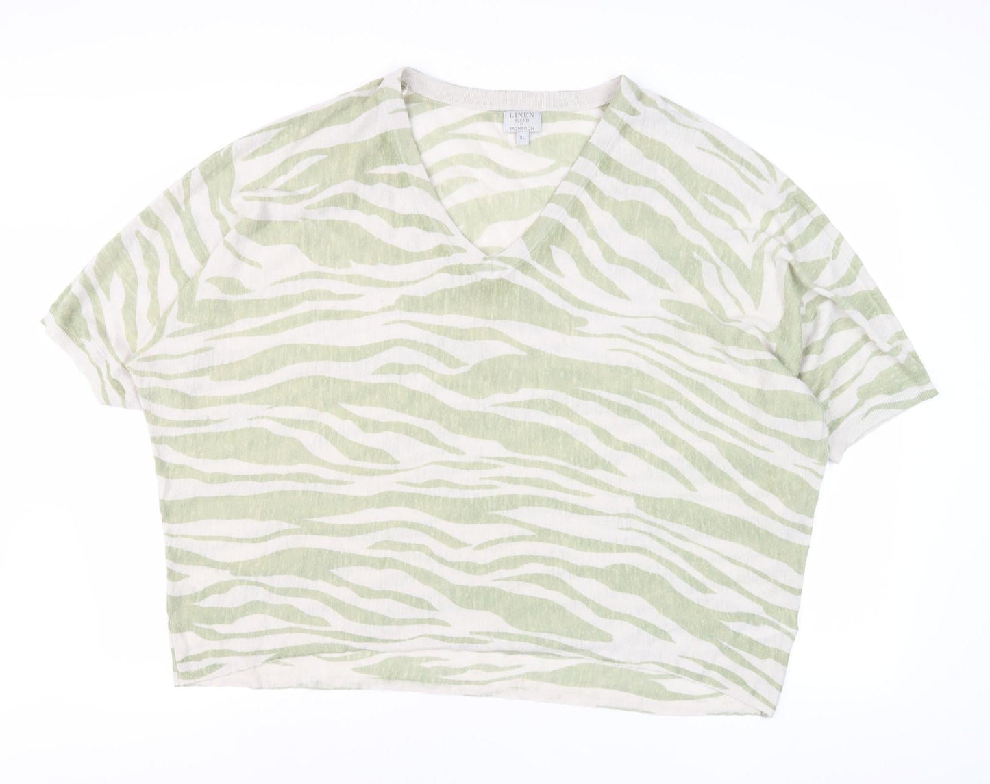 Womens UK Size XL Monsoon Green Cropped T-Shirt
