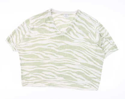 Womens UK Size XL Monsoon Green Cropped T-Shirt