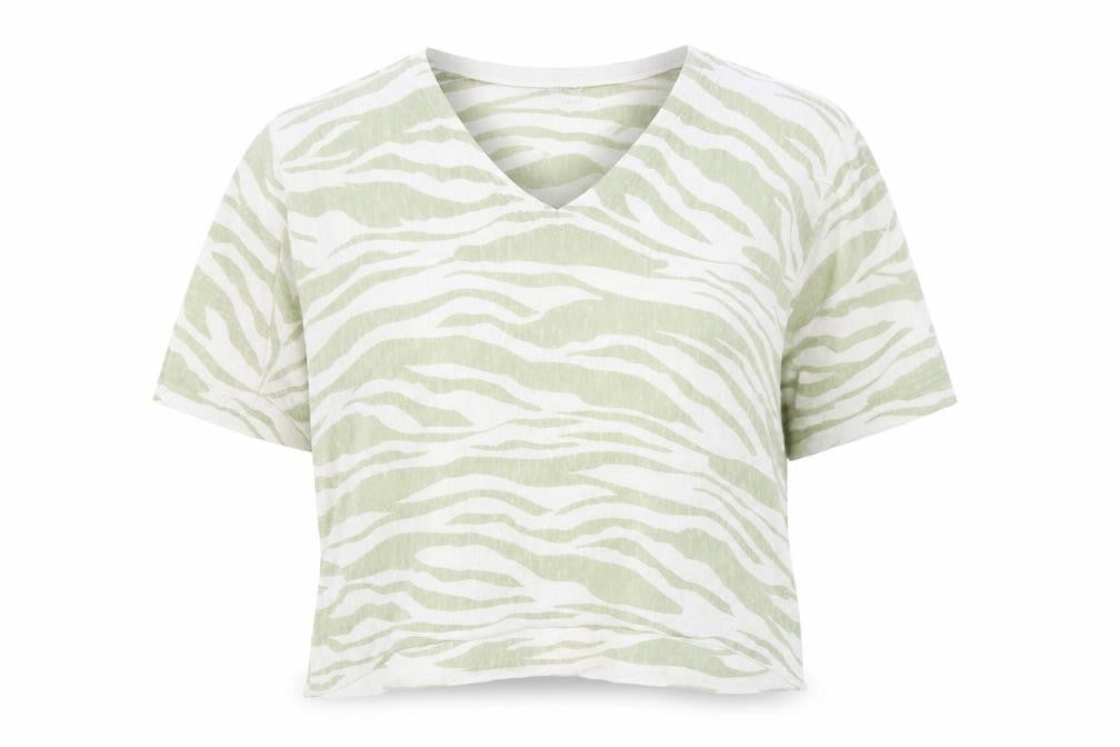 Womens UK Size XL Monsoon Green Cropped T-Shirt