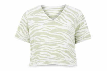 Womens UK Size XL Monsoon Green Cropped T-Shirt