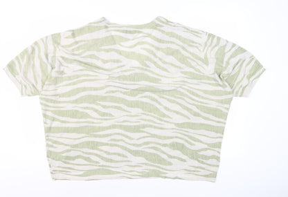Womens UK Size XL Monsoon Green Cropped T-Shirt