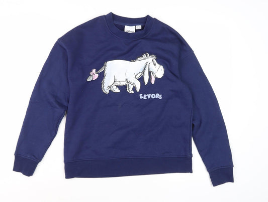 Womens UK Size 2XS Disney Blue Pullover Sweatshirt