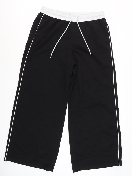 Unisex Adultss UK Size M Divided Relaxed Fit Jogger Black Trousers