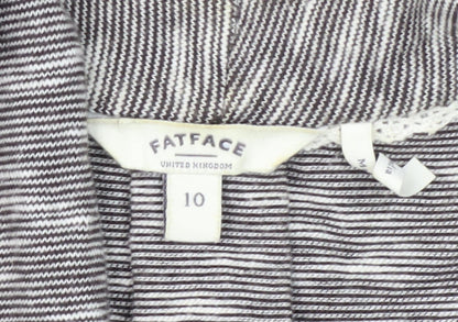 Fatface Women Grey Striped Cardigan - Size 10