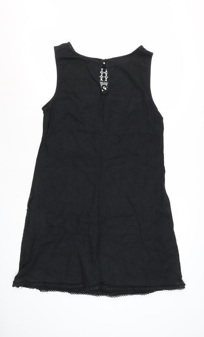 Next Women's Black Sleeveless Cotton Blend Shift Dress