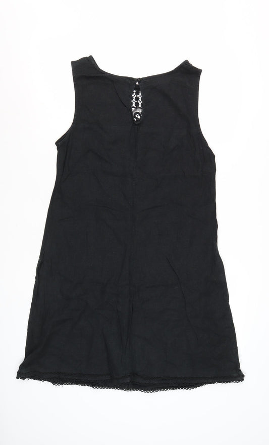 Next Women's Black Sleeveless Cotton Blend Shift Dress