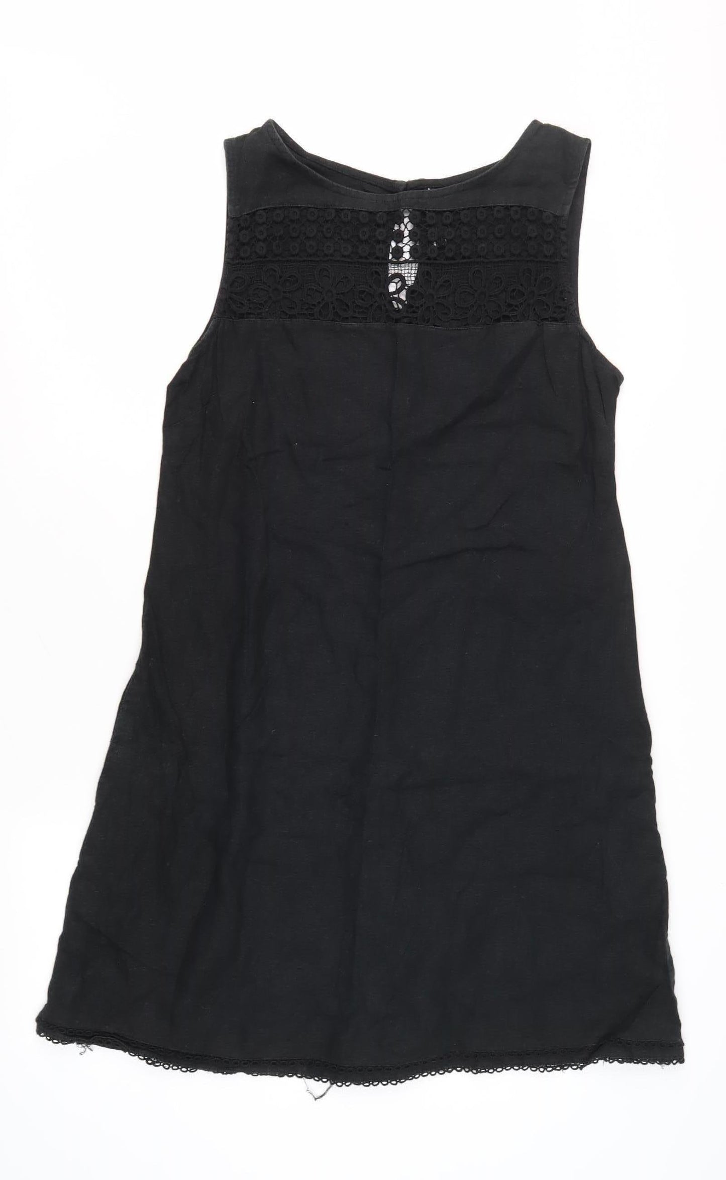 Next Women's Black Sleeveless Cotton Blend Shift Dress