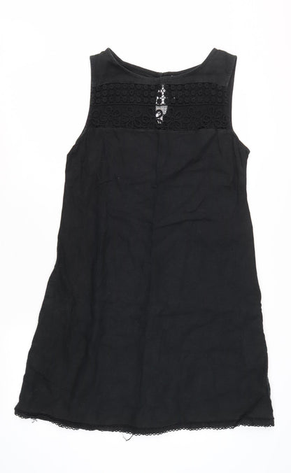 Next Women's Black Sleeveless Cotton Blend Shift Dress