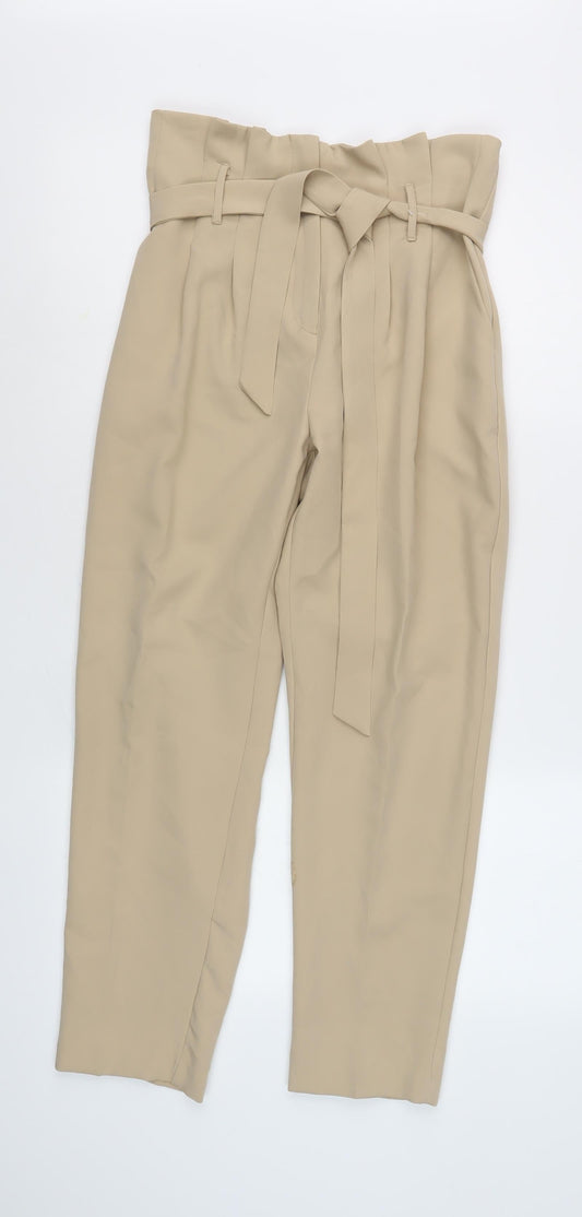New Look Women's Beige Petite Paperbag Trousers