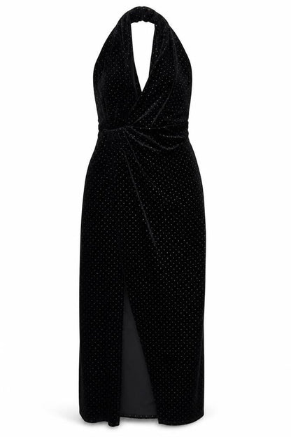 ASOS Women's Black Sequin Halter Bodycon Dress