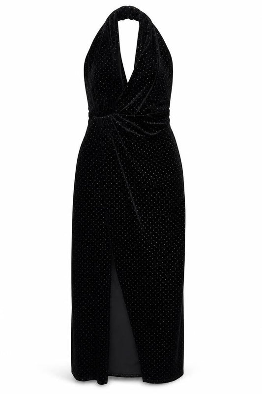 ASOS Women's Black Sequin Halter Bodycon Dress