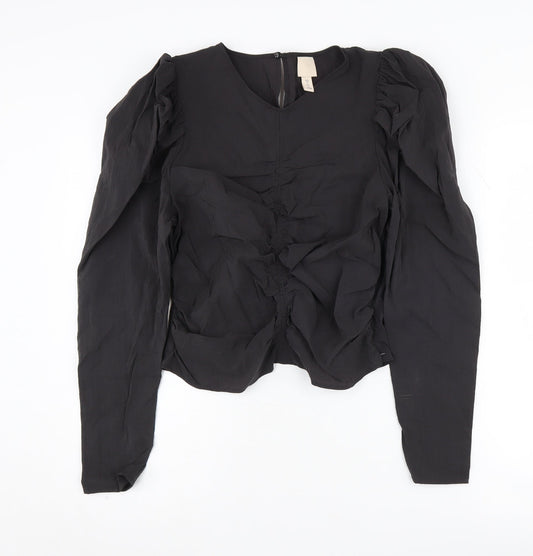 Womens UK Size 10 H&M Black Basic Blouse