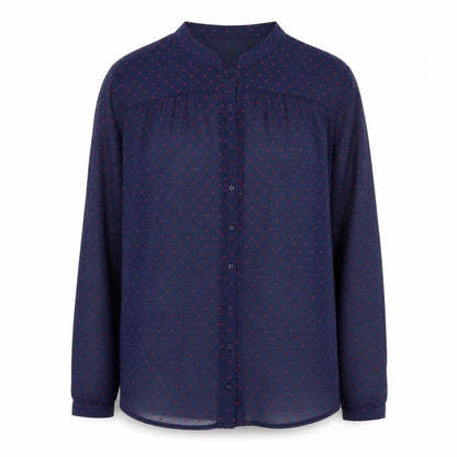 Zara Basic Women's Blue Polka Dot Button-Up Shirt - Size L