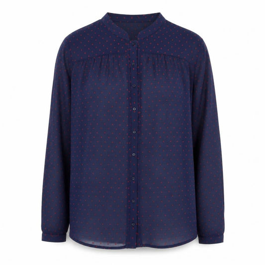 Zara Basic Women's Blue Polka Dot Button-Up Shirt - Size L