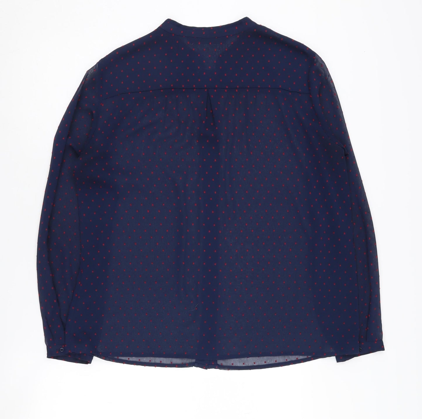 Zara Basic Women's Blue Polka Dot Button-Up Shirt - Size L