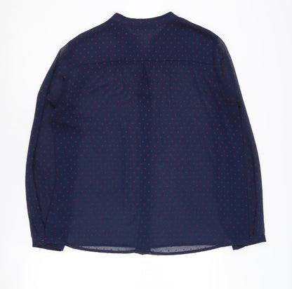 Zara Basic Women's Blue Polka Dot Button-Up Shirt - Size L