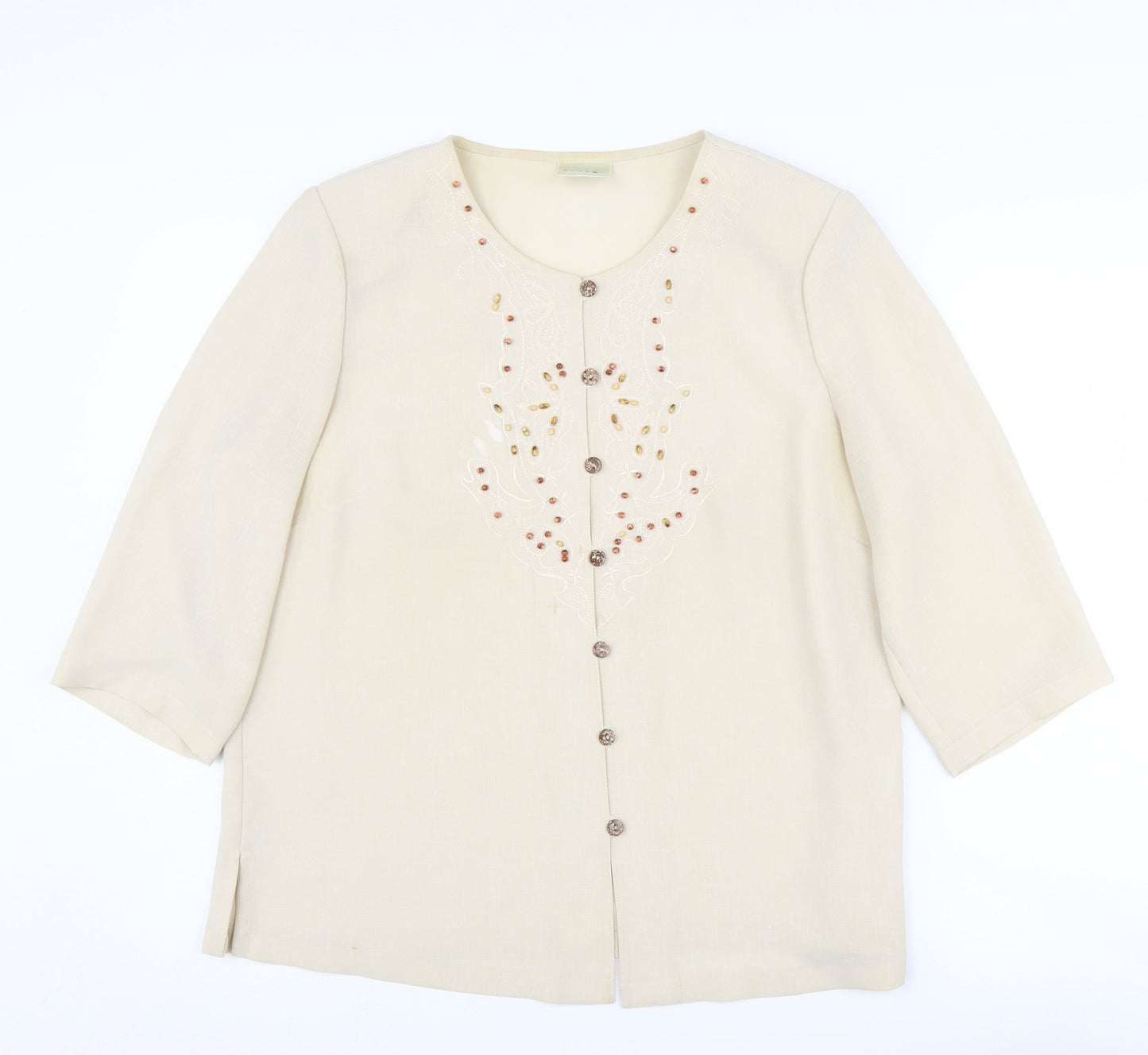 Eastex Women's Beige Blazer UK 14, Polyester, 3/4 Sleeve