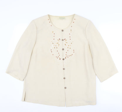 Eastex Women's Beige Blazer UK 14, Polyester, 3/4 Sleeve