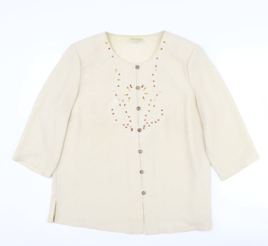 Eastex Women's Beige Blazer UK 14, Polyester, 3/4 Sleeve