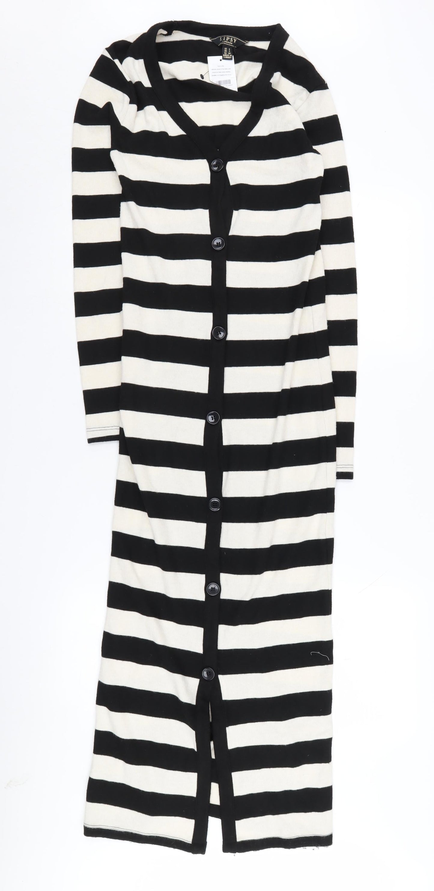 Lipsy Women's Black Striped Cardigan Dress UK 6