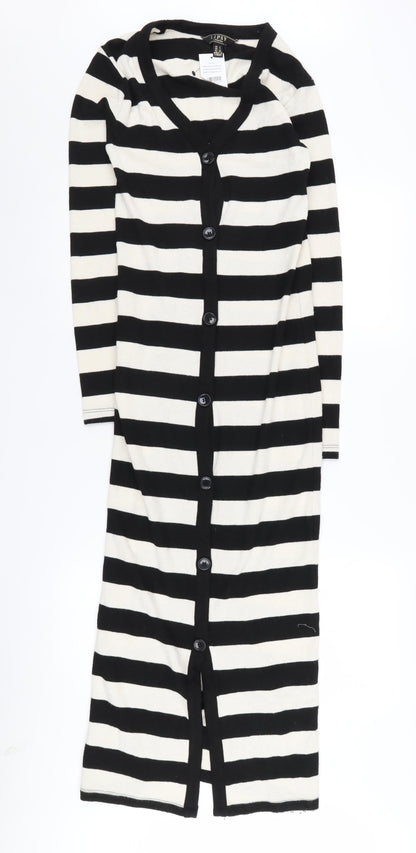 Lipsy Women's Black Striped Cardigan Dress UK 6