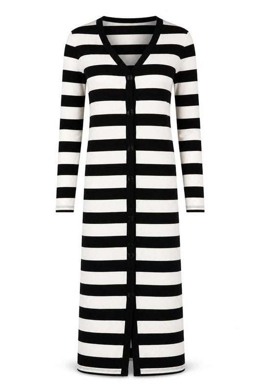 Lipsy Women's Black Striped Cardigan Dress UK 6