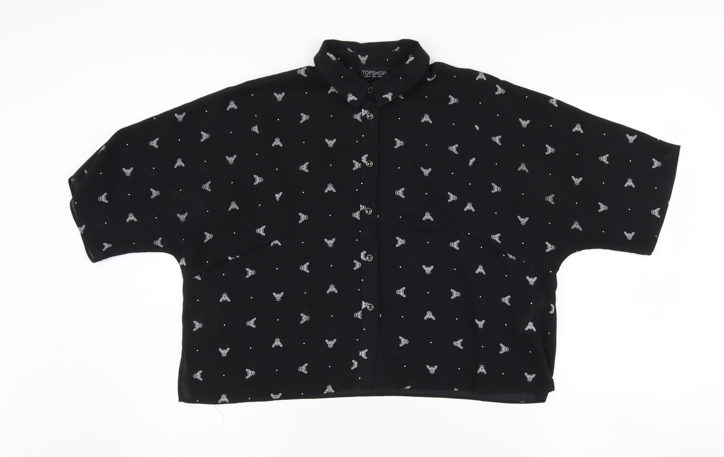 Womens UK Size 8 Topshop Black  Button-Up