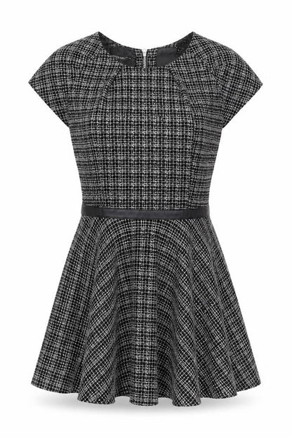 ASOS Petite Women's Black Check Dress, Size 10, Cap Sleeve