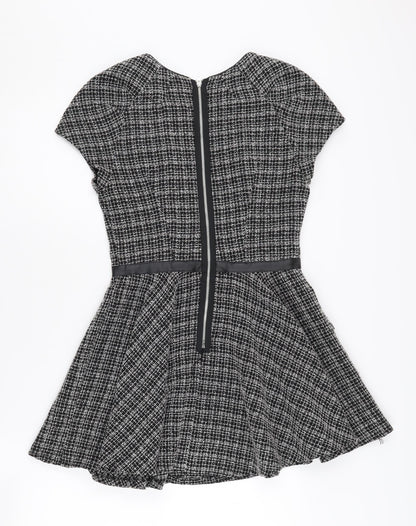 ASOS Petite Women's Black Check Dress, Size 10, Cap Sleeve