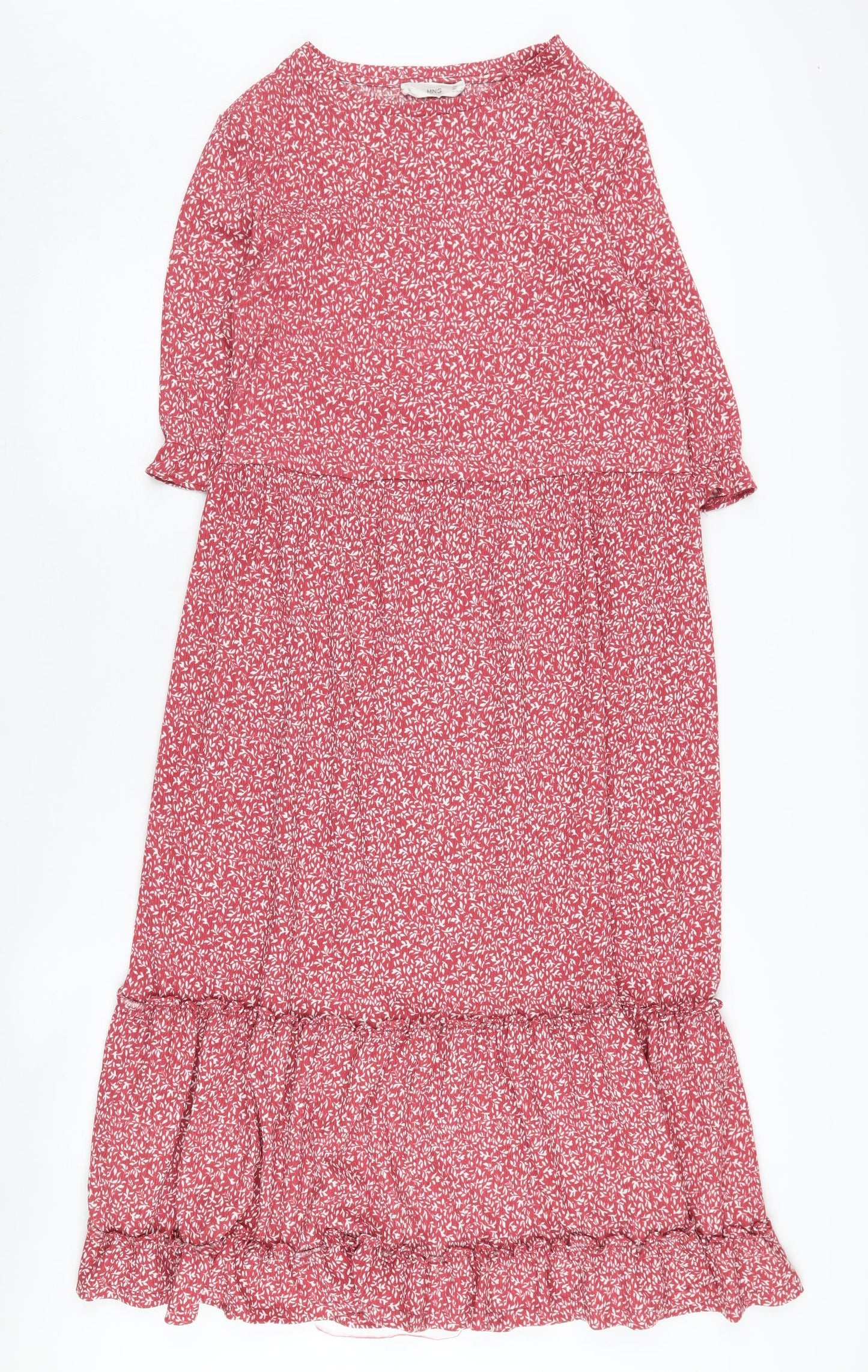 MNG Women's Red Floral Dress, Size 10, 3/4 Sleeve