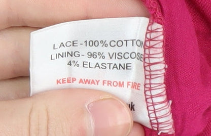 Isle Women's Pink Lace Blouse S Crochet Accent