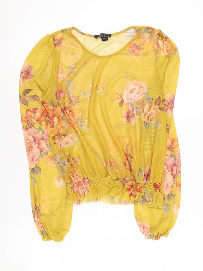 New Look Women's Floral Yellow Blouse, Size 10