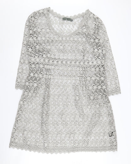 Mint Velvet Women's Grey Lace Dress - Size 16